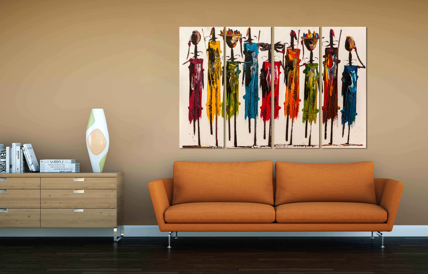 Abstraktes afrikanisches extra großes Wandkunst-Massai-Leinwandbild, Afro-Frau-Wanddekoration