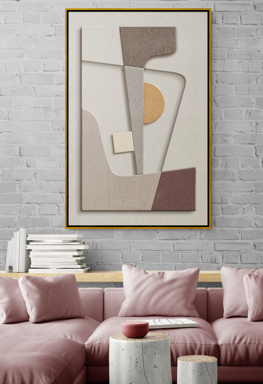 Abstrakte Wandkunst, Leinwanddruck im Floater-Rahmen, geometrisches Kunstwerk, große moderne druckbare Wandkunst, Wandkunst im Aluminiumrahmen fürs Wohnzimmer