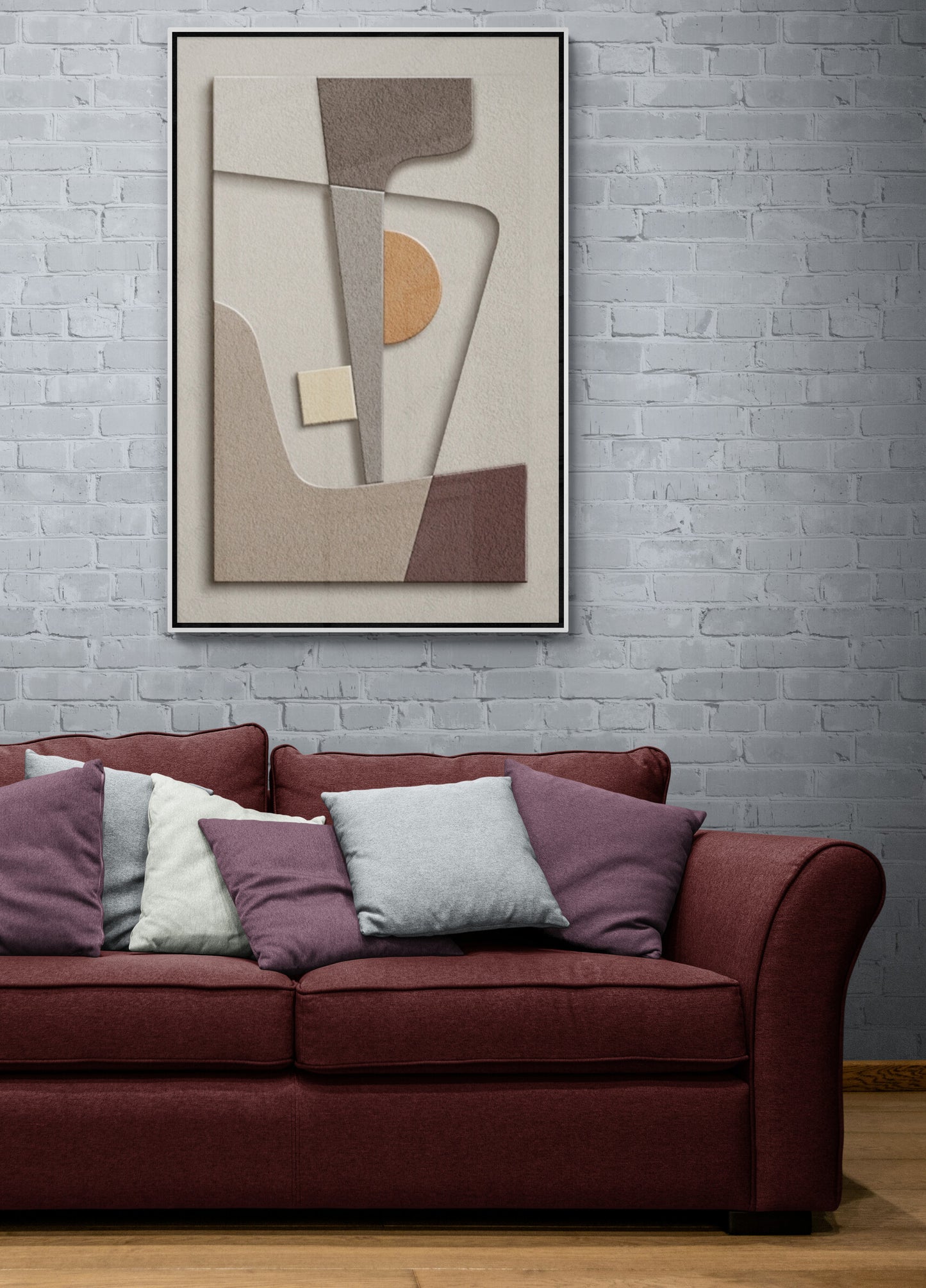 Abstrakte Wandkunst, Leinwanddruck im Floater-Rahmen, geometrisches Kunstwerk, große moderne druckbare Wandkunst, Wandkunst im Aluminiumrahmen fürs Wohnzimmer