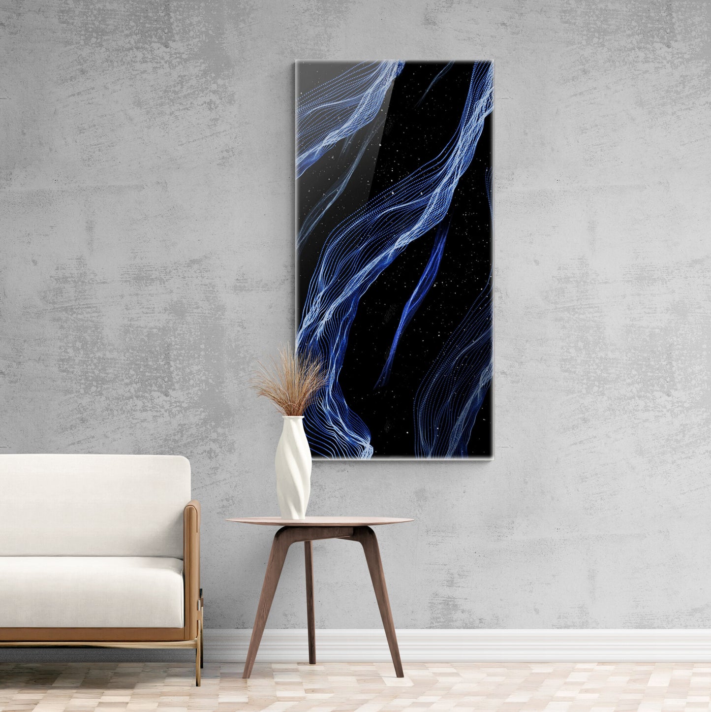 Marmor-Wandkunst, abstrakter Leinwanddruck, blau-weißer Kunstdruck, gerahmtes Kunstwerk, Wohnzimmer-Wandkunst, Geschenk für ihn