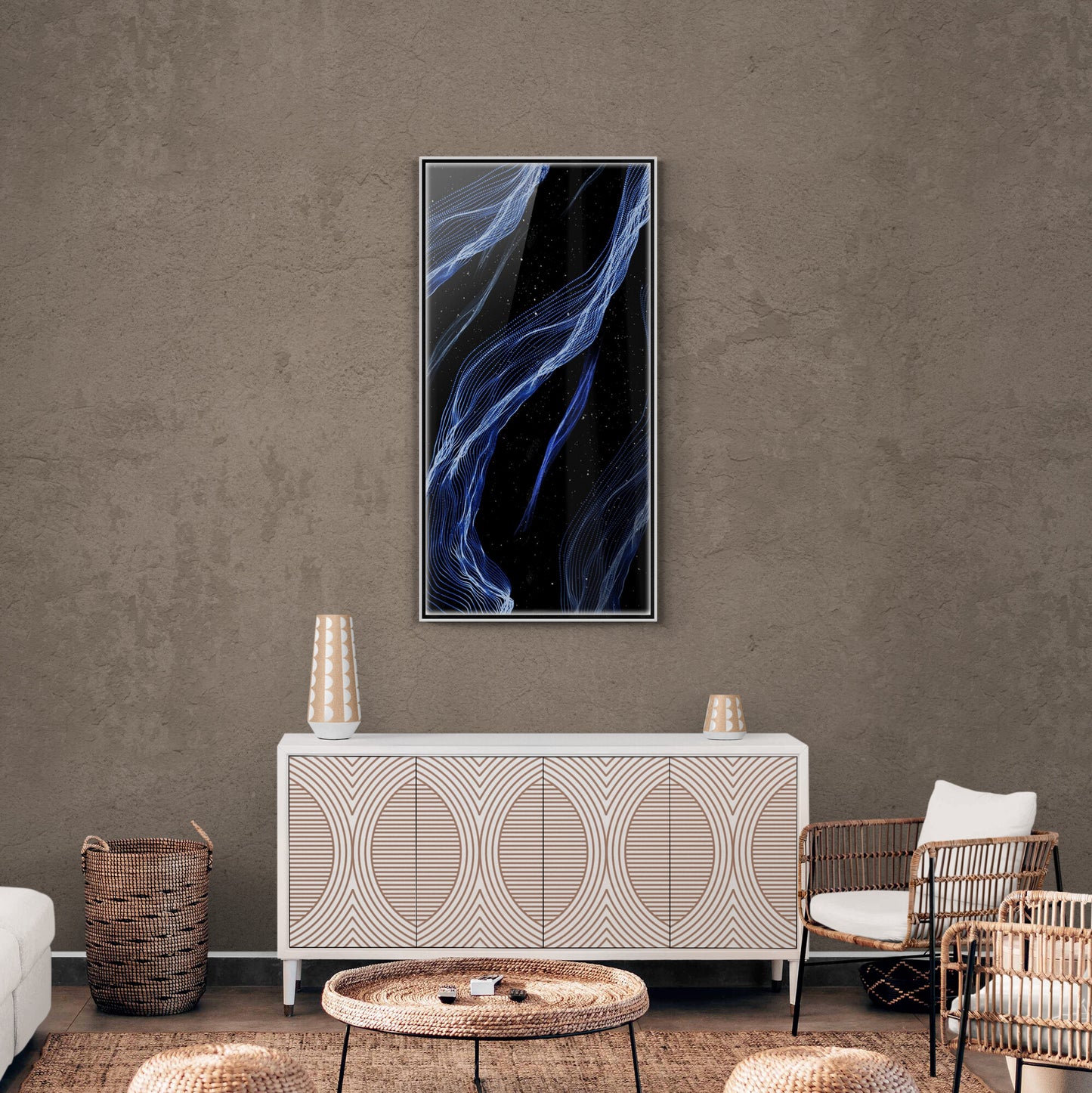 Marmor-Wandkunst, abstrakter Leinwanddruck, blau-weißer Kunstdruck, gerahmtes Kunstwerk, Wohnzimmer-Wandkunst, Geschenk für ihn