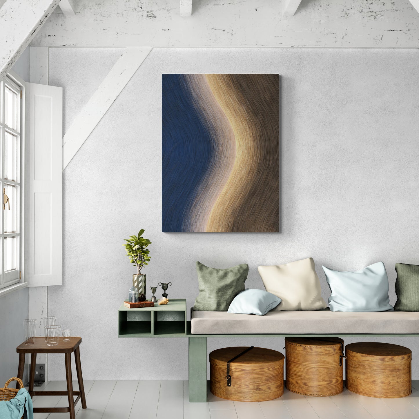 Abstrakter Leinwanddruck, Wellenkunstwerk, gerahmte Wandkunst, zeitgenössischer Kunstdruck, große moderne Wandkunst, Geschenk zur Wohnungserwärmung, Wohnzimmerwandkunst