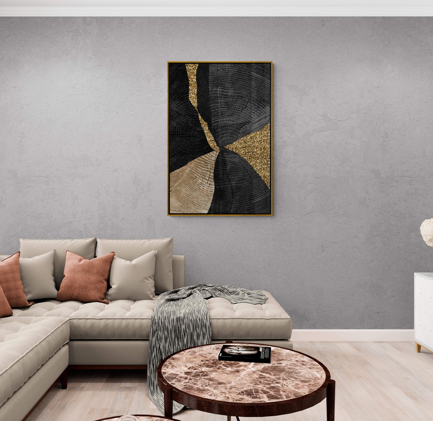 Abstrakte Wandkunst, schwarz-goldener Kunstdruck, geometrischer Leinwanddruck, modernes gerahmtes Kunstwerk, zeitgenössische Wandkunst, Geschenk für ihn, Bürowandkunst