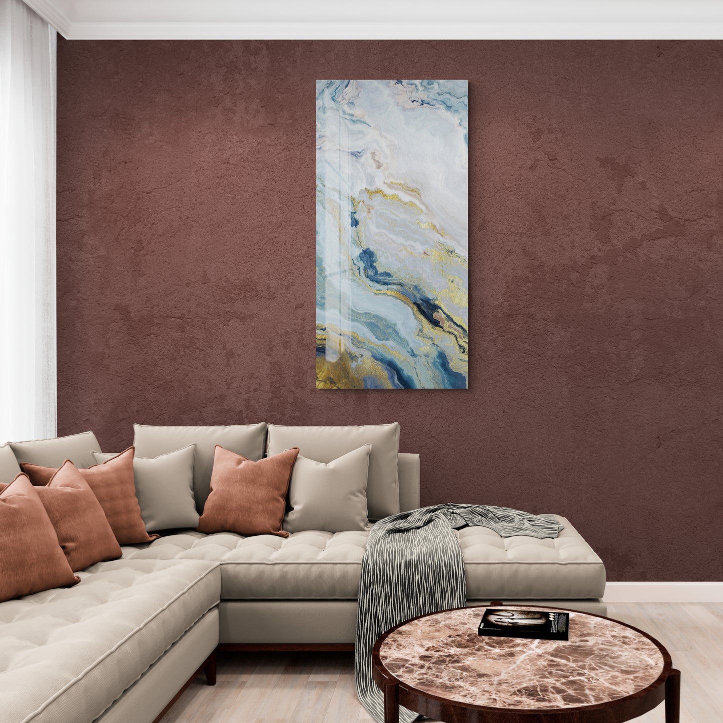 Abstrakte Wandkunst, Marmor-Leinwanddruck, modernes gerahmtes Kunstwerk, blau-weiße Wandkunst, Wohnzimmer-Wandkunst, Geschenk für ihn