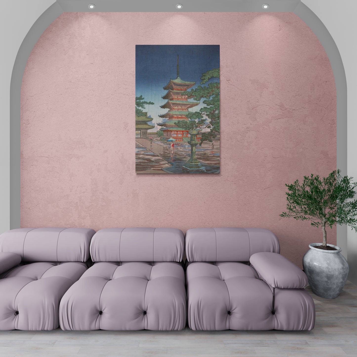 Architektur Wandkunst, Chinoiserie Leinwanddruck, China Kloster Kunstwerk, druckbares Kunstwerk für Wohnzimmer, großes gerahmtes Bild