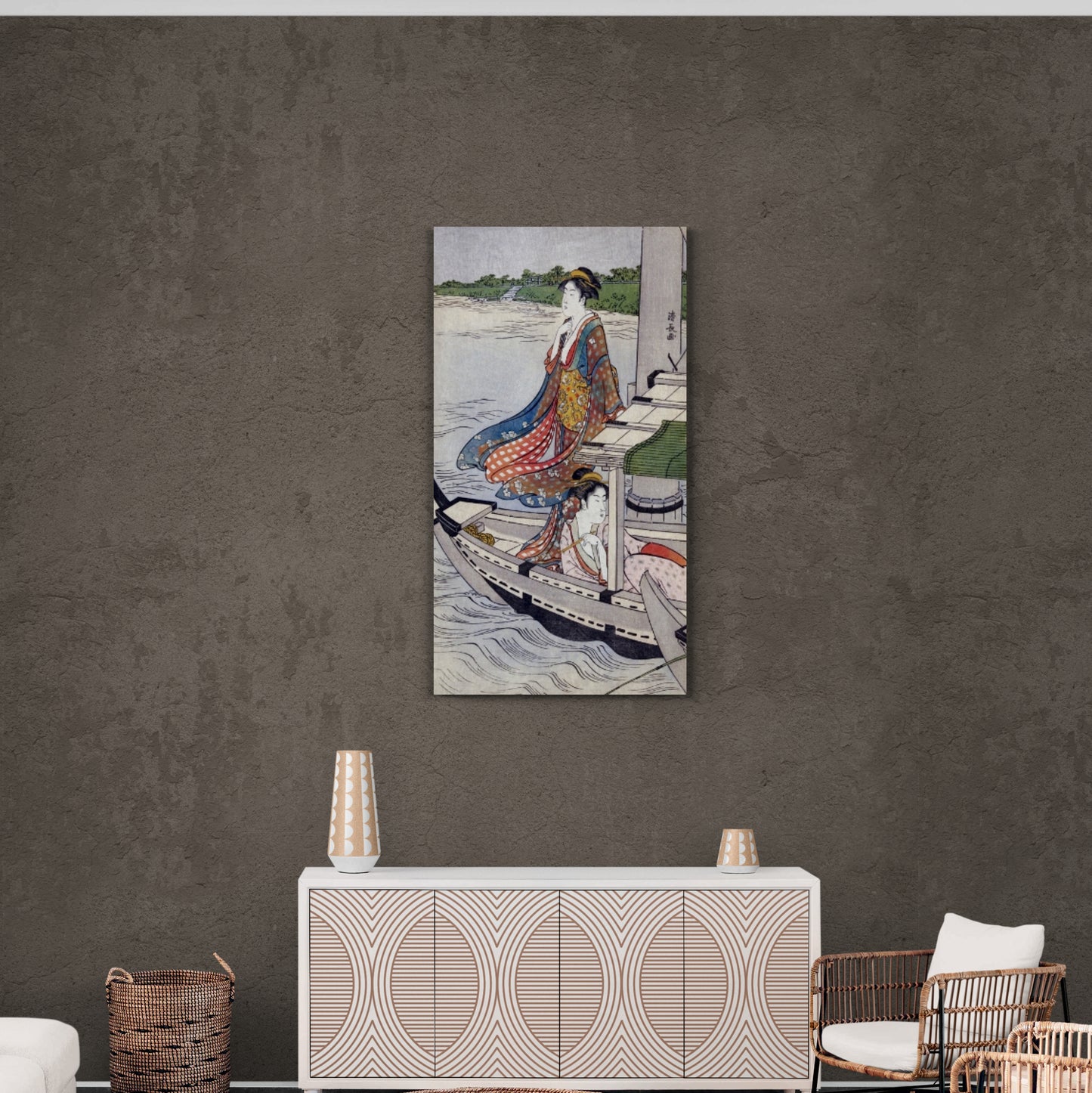 Gerahmte orientalische Wandkunst, Chinoiserie-Leinwanddruck, Geisha-Wandkunst, Bild mit Frau, asiatisches Frauenkunstwerk, Wandkunst mit Aluminiumrahmen