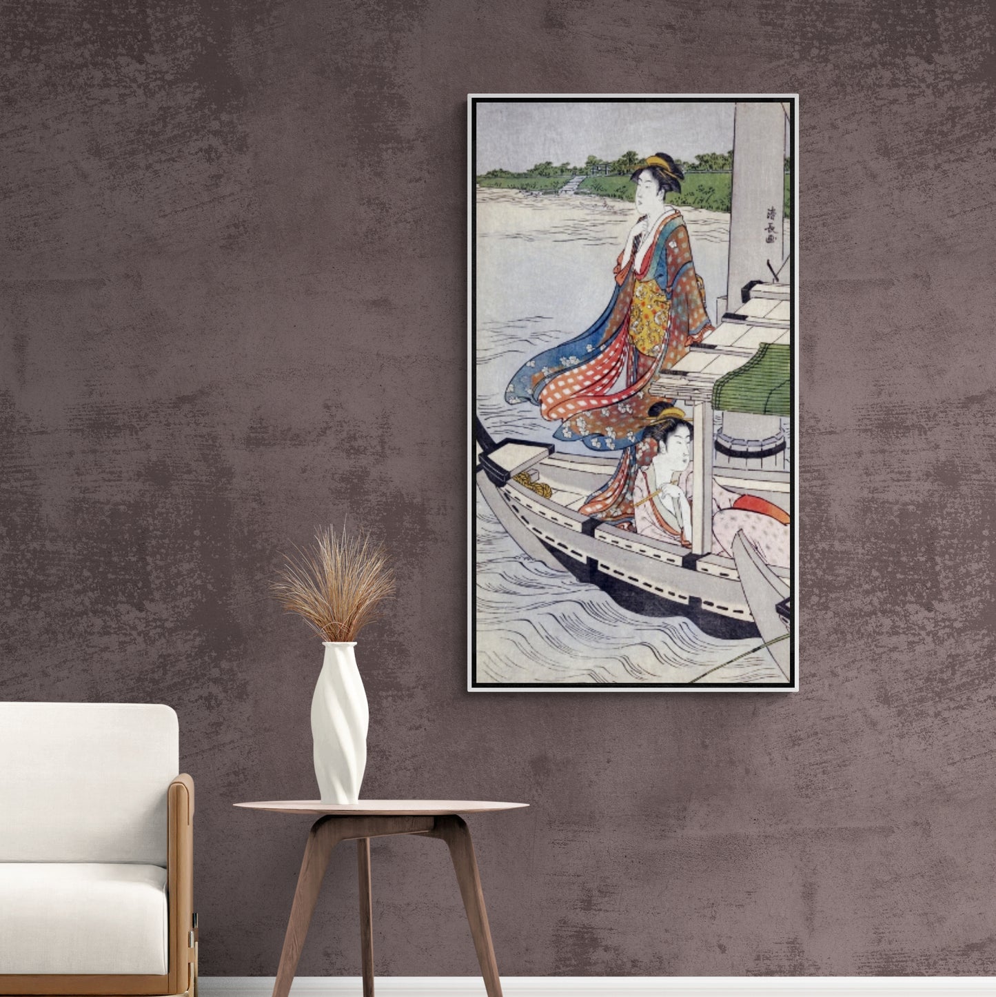 Gerahmte orientalische Wandkunst, Chinoiserie-Leinwanddruck, Geisha-Wandkunst, Bild mit Frau, asiatisches Frauenkunstwerk, Wandkunst mit Aluminiumrahmen
