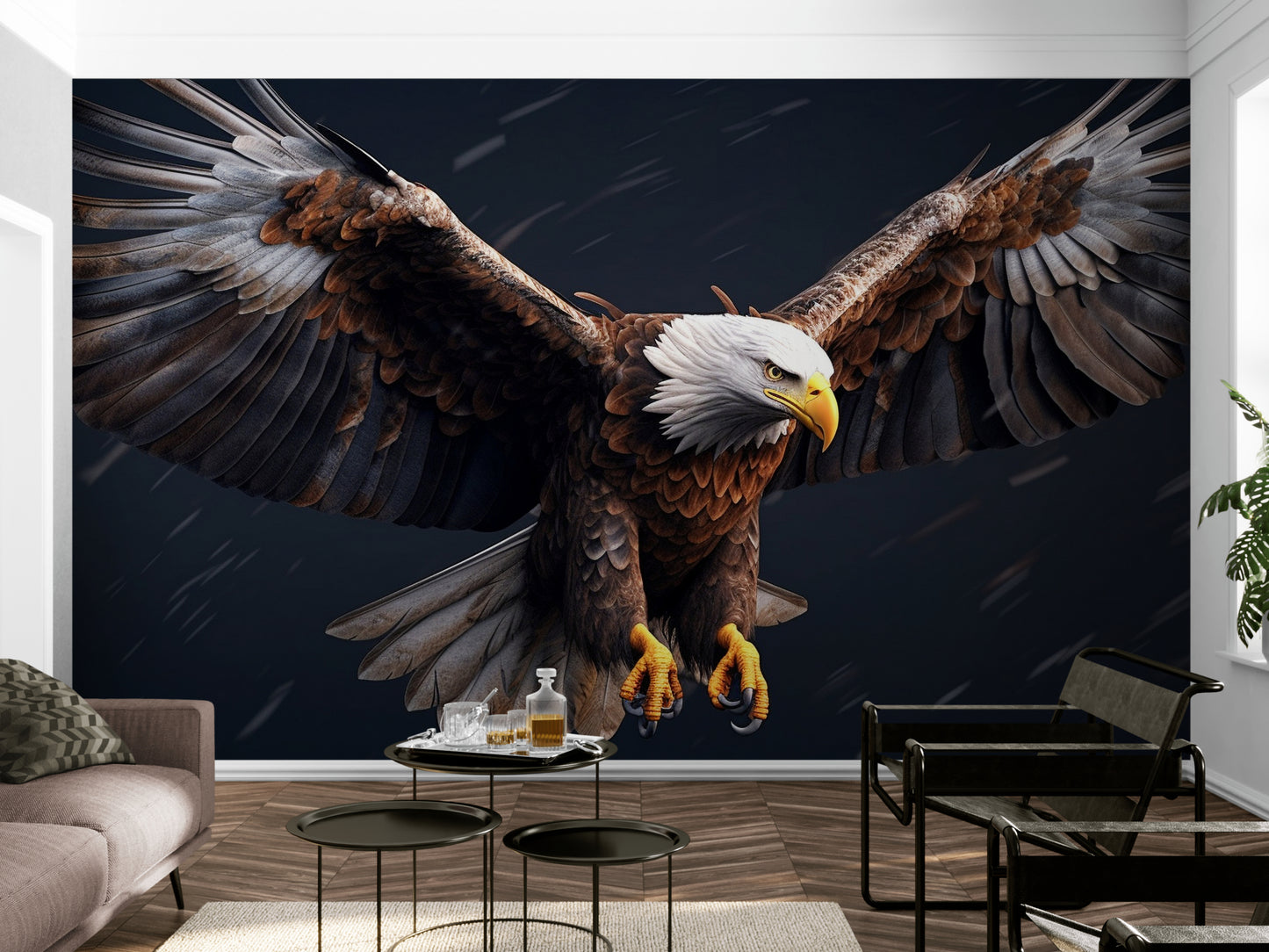 Adler-Tapete, großes Wandbild zum Abziehen und Aufkleben mit Vogel, dunkles selbstklebendes Wandbild, extra große Tapete, abnehmbare Tapete, Akzent-Schlafzimmer-Wandbild