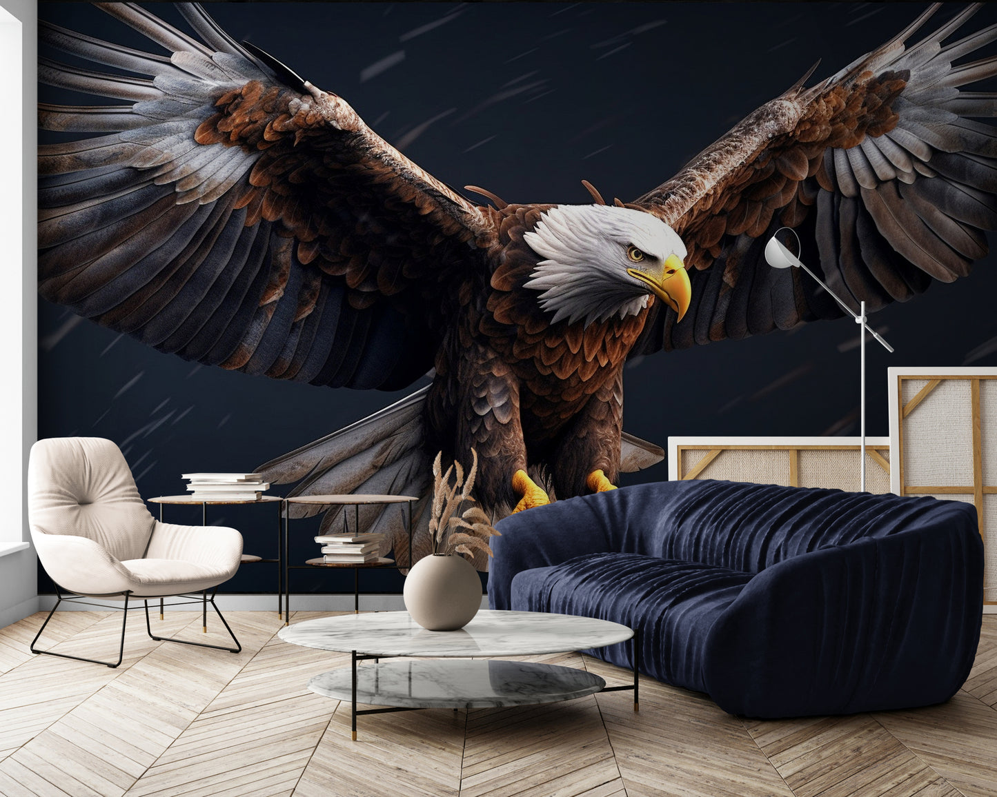 Adler-Tapete, großes Wandbild zum Abziehen und Aufkleben mit Vogel, dunkles selbstklebendes Wandbild, extra große Tapete, abnehmbare Tapete, Akzent-Schlafzimmer-Wandbild