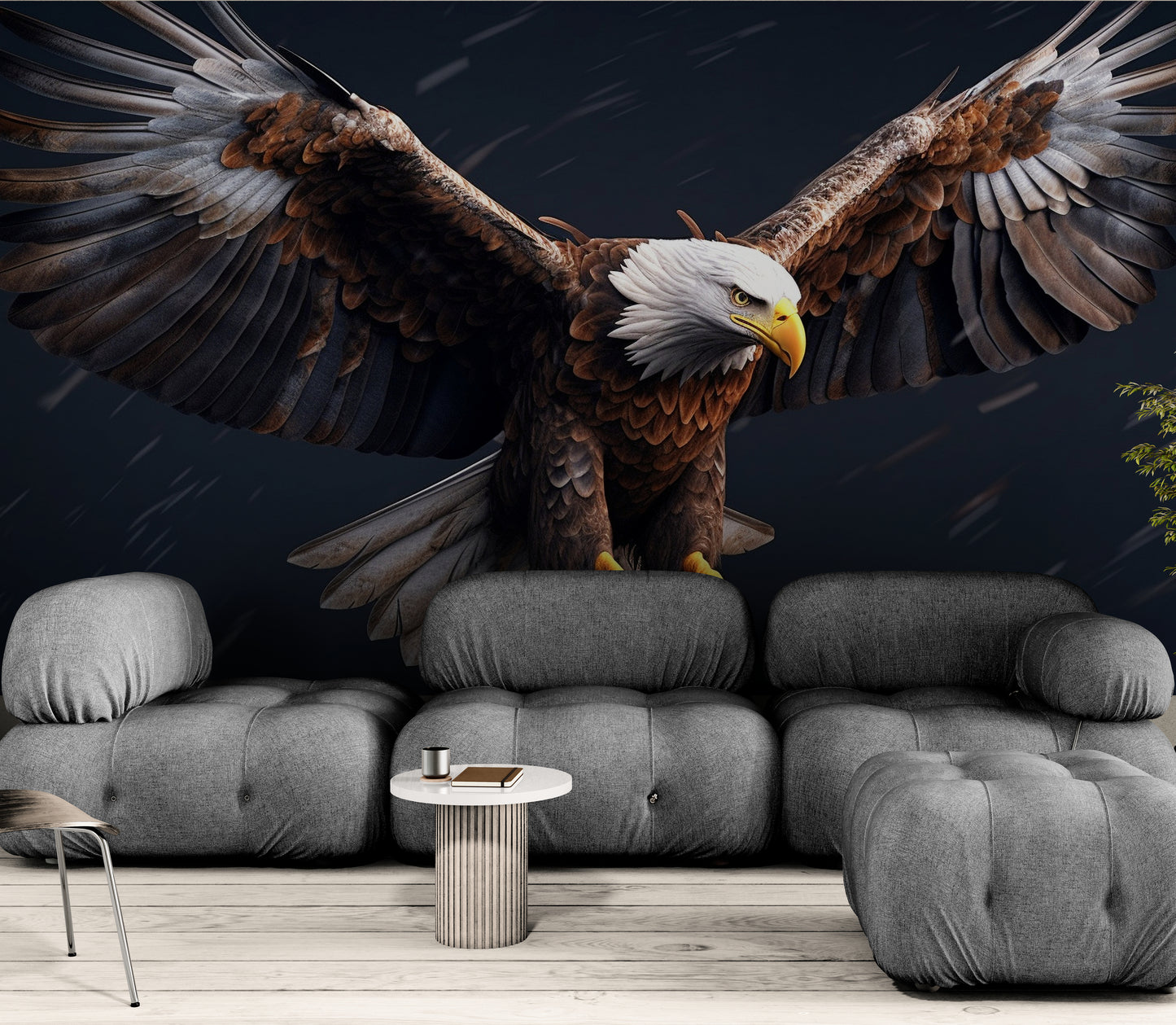 Adler-Tapete, großes Wandbild zum Abziehen und Aufkleben mit Vogel, dunkles selbstklebendes Wandbild, extra große Tapete, abnehmbare Tapete, Akzent-Schlafzimmer-Wandbild