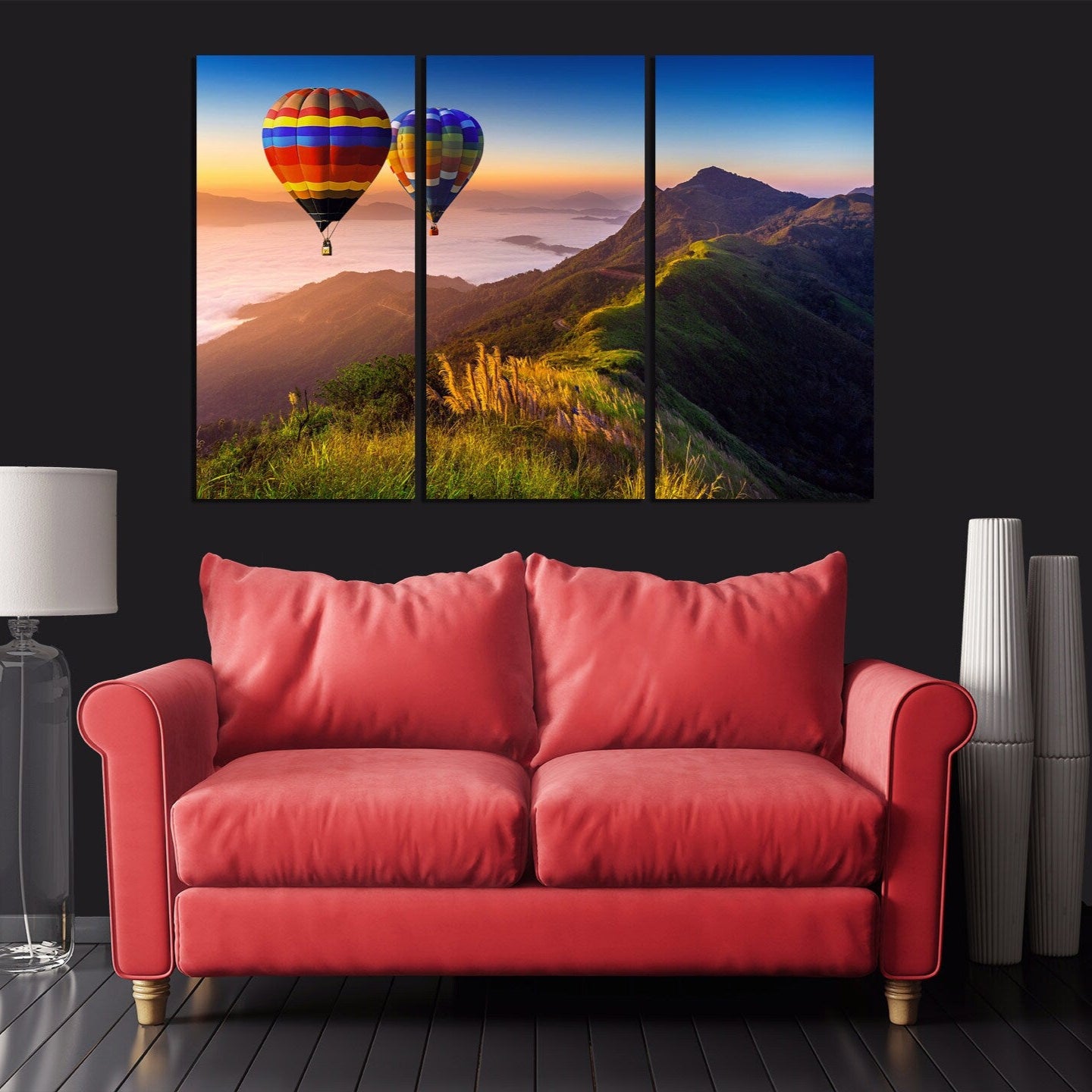 Landschaft Wanddekoration Natur Wandkunst Gemälde auf Leinwand Bauernhaus Wanddekoration Home Wanddekoration Leinwandgemälde Ballon Wandkunst