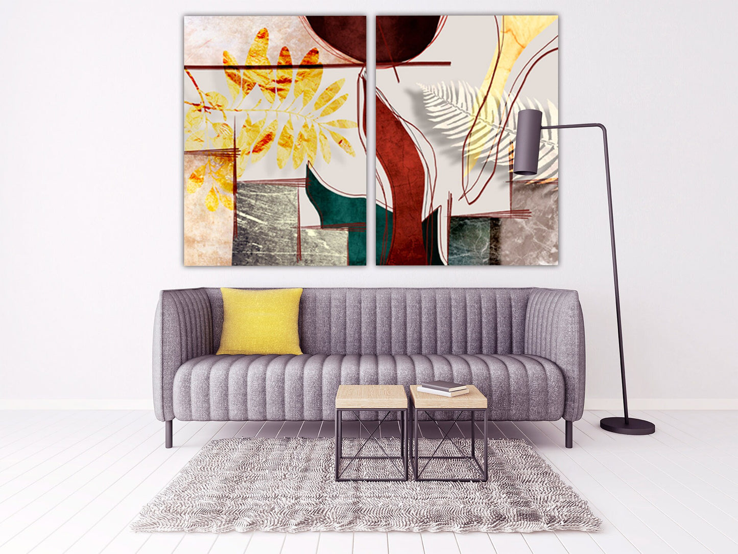 Kräuterdrucke moderne abstrakte Wandkunst Gemälde auf Leinwand Blätter Wandkunst Geometrische Wandkunst