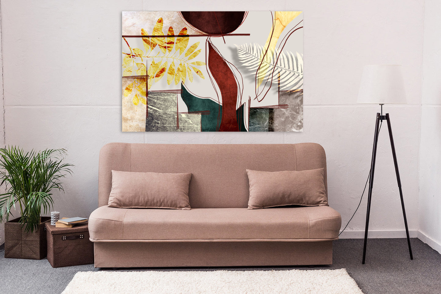 Kräuterdrucke moderne abstrakte Wandkunst Gemälde auf Leinwand Blätter Wandkunst Geometrische Wandkunst