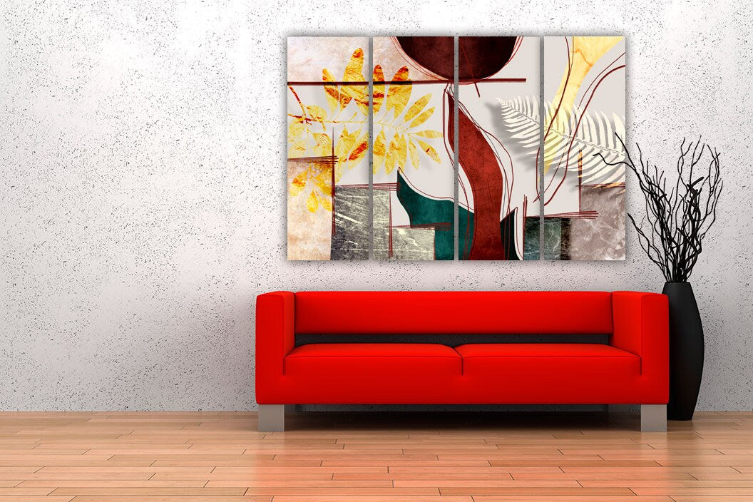 Kräuterdrucke moderne abstrakte Wandkunst Gemälde auf Leinwand Blätter Wandkunst Geometrische Wandkunst