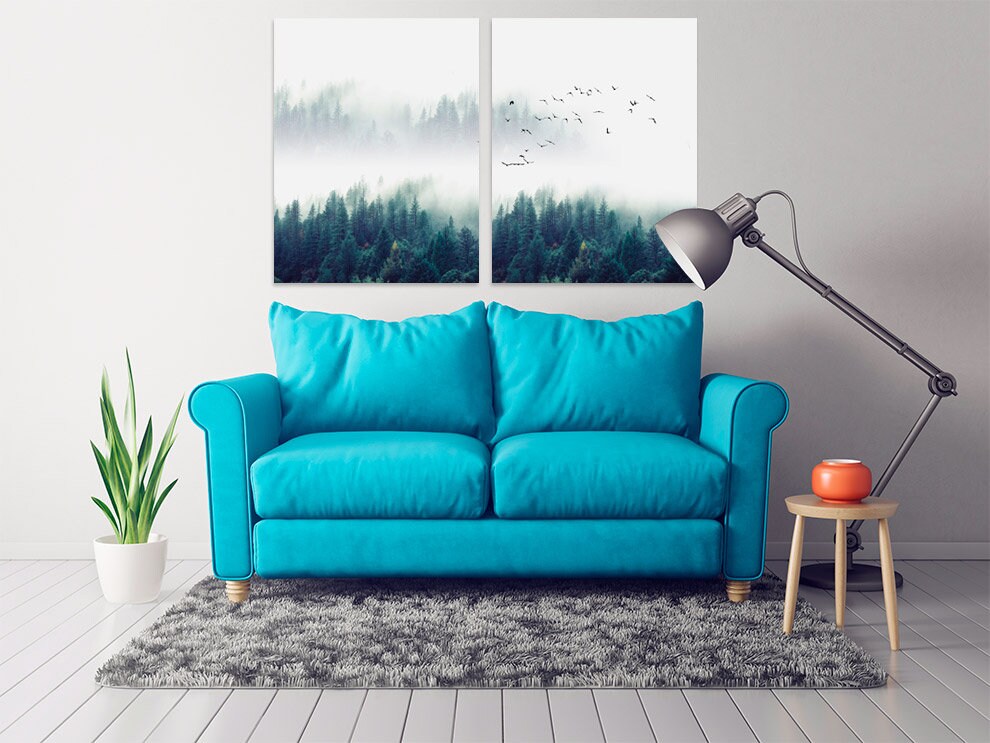Wald Wandkunst Gemälde auf Leinwand Wohnwand Dekor Leinwandgemälde Einweihungs- und Hochzeitsgeschenk Bauernhaus Wanddekoration Multi Panel Wandkunst