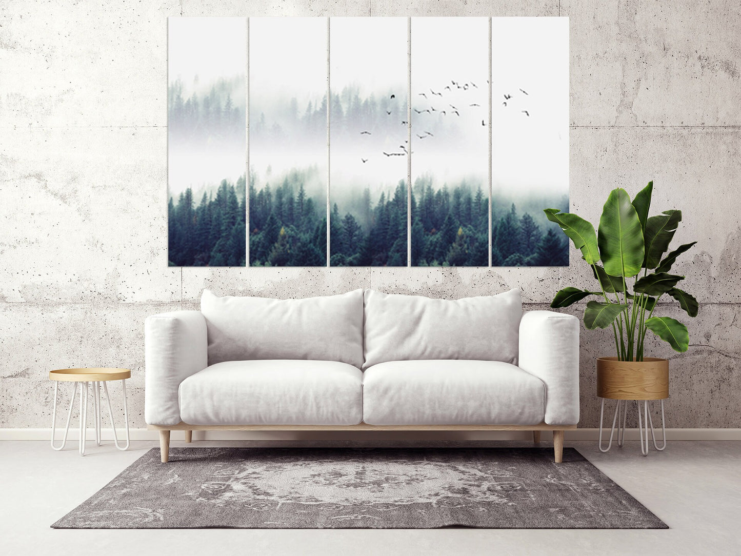 Wald Wandkunst Gemälde auf Leinwand Wohnwand Dekor Leinwandgemälde Einweihungs- und Hochzeitsgeschenk Bauernhaus Wanddekoration Multi Panel Wandkunst