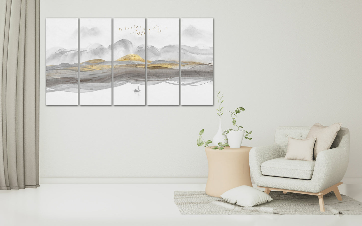 Blue Ridge Mountains Line Art Wanddruck, modernes abstraktes Leinwandgemälde