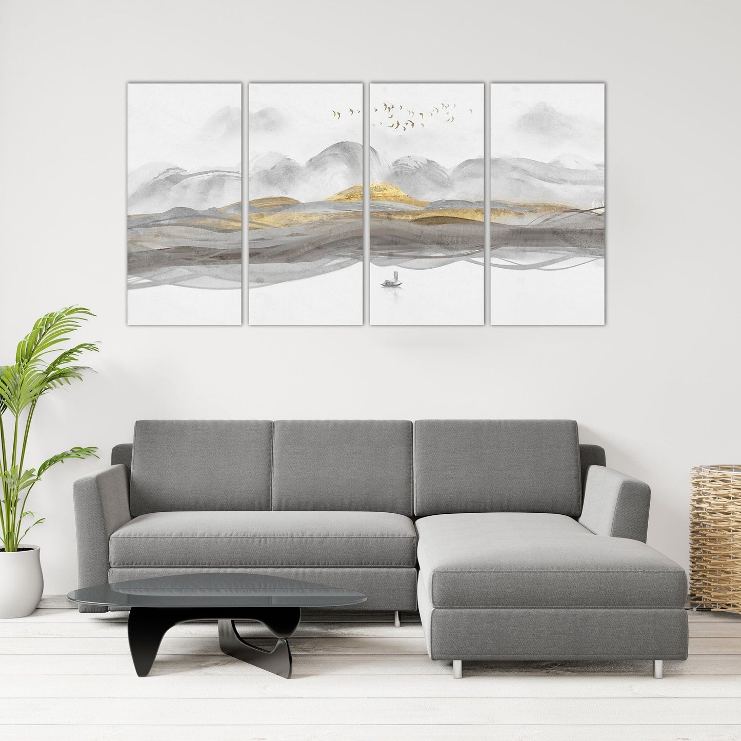 Blue Ridge Mountains Line Art Wanddruck, modernes abstraktes Leinwandgemälde