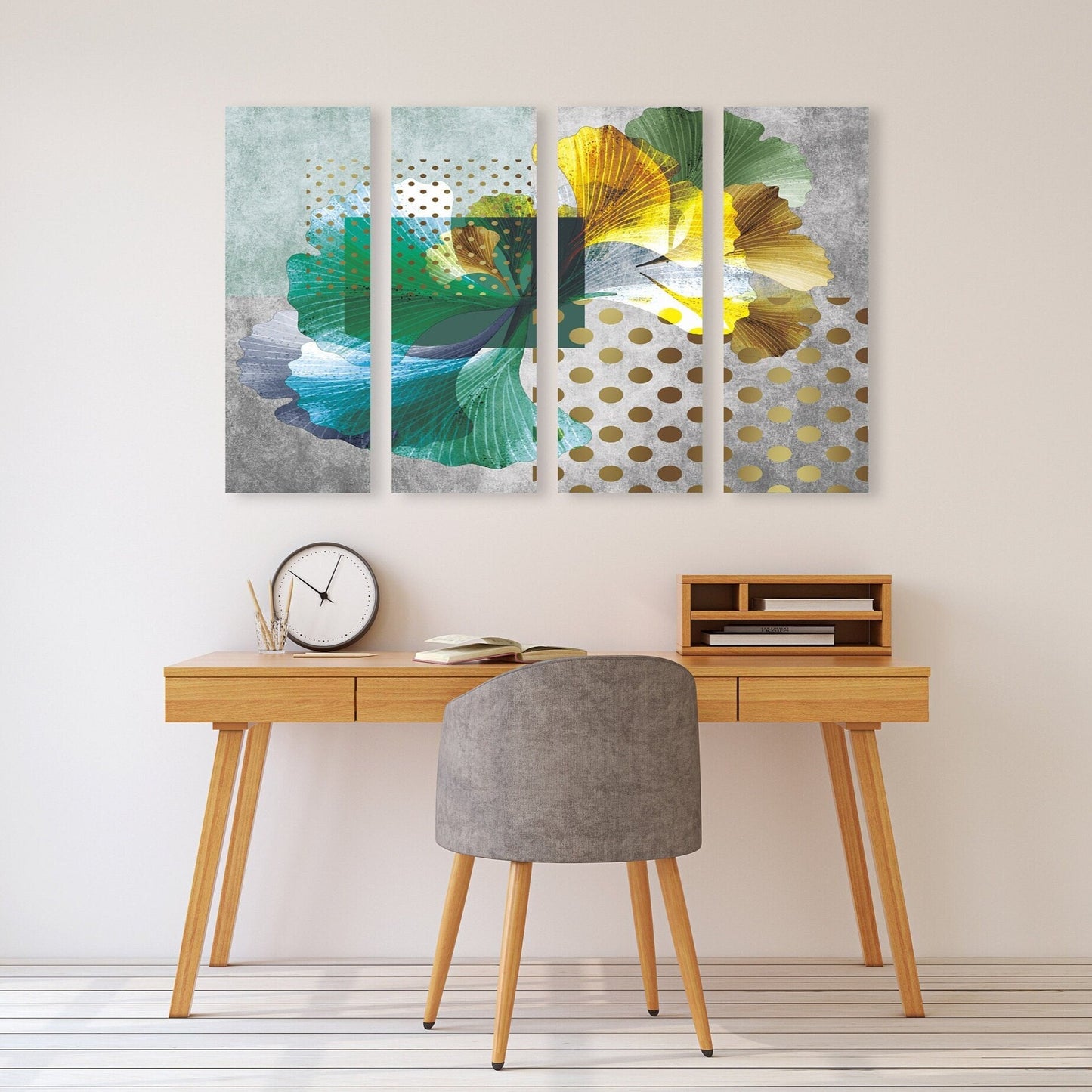 Kräuterdrucke moderne abstrakte Wandkunst, abstrakte Malerei, Blätter Wandkunst, geometrische Wandkunst