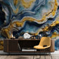 Extra large abstract wallpaper, 3d effect wallpaper mural, blue and yellow wall mural, removable wallpaper, accent wall mural