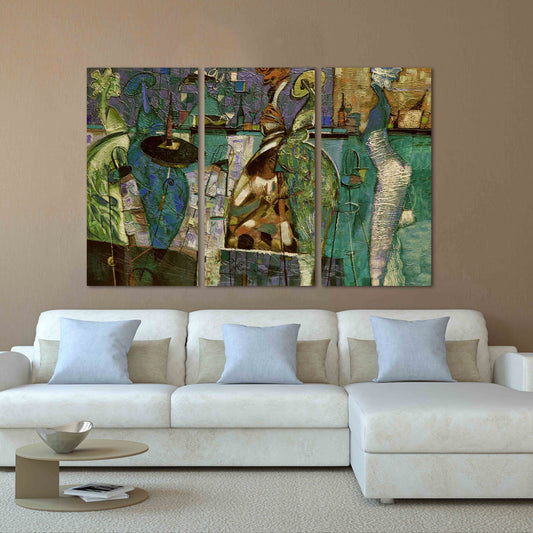 Woman figure abstract Abstract wall art paintings on canvas Abstract art print Multi panel wall art Abstract canvas Trendy wall art