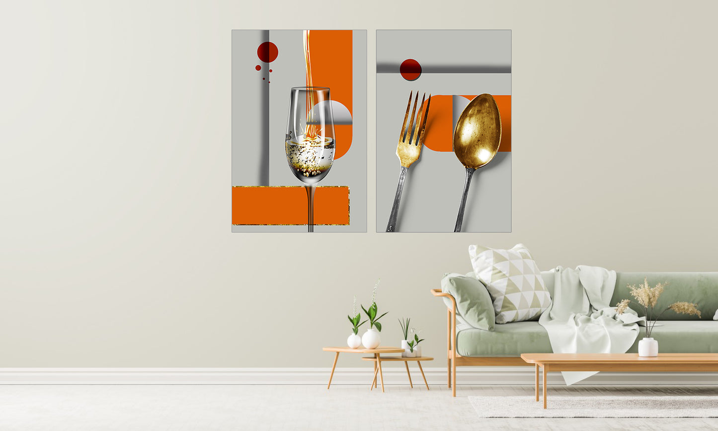 Kitchen wall decor Set of 2 prints Home wall decor Kitchen gift Kitchen wall art Abstract painting Abstract canvas