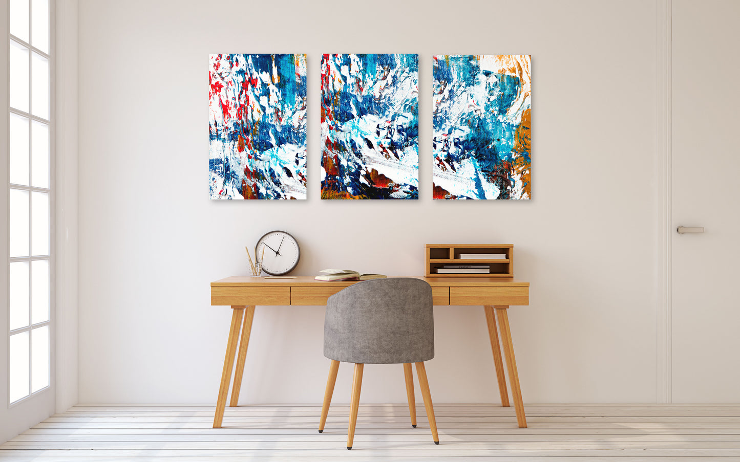 Abstract wall art modern wall art canvas abstract decorative gift printable wall art set of 3 abstract painting blue canvas wall art