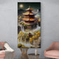 Large oriental canvas print, framed japanese wall art, floater frame wall art, architecture wall art, modern Asian nature wall art bedroom