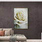 Rose flower wall art, large white rose canvas print, framed floral art print, gentle above bed wall art for bedroom, gift for her