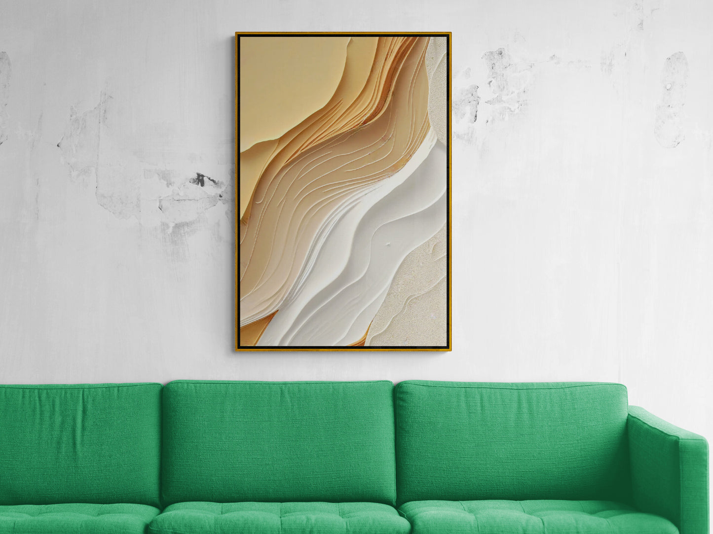 Abstract wall art, white and beige waves canvas print, modern contemporary artwork, bedroom wall art, gift for boss