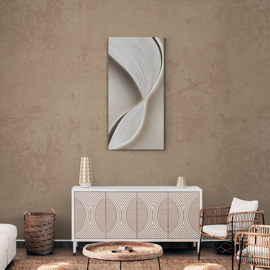 Abstract wave wall art, large framed canvas print, gray and white art print, gift for him, modern office wall art