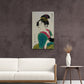 Chinoiserie wall art, Chinese woman wall art, framed canvas print in oriental style, Geisha wall art printable artwork with hieroglifos, gift wall art