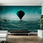 Self adhesive wallpaper with big blue baloon in the sky, removable wallpaper, peel and stick wal mural