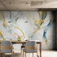 Extra large abstract wallpaper for living room, bedroom, ofice, blue, gold and white wall mural, removable wallpaper