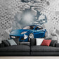 3D effect wallpaper, wallpaper with blue car, wallpaper with bricks, wall mural for nursery, children`s wallpaper, peel and stick wallpaper