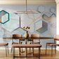 3d wallpaper, large geometrical wall mural, wallpaper with hexagons, peel and stick wallpaper, accentual wall mural for living room