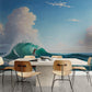 Extra large seascape wallpaper, self adhesive wall mural with water, temporary blue whita wallpaper, wallpaper for bedroom