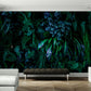 Extra large tropical wallpaper, wallpaper with leaves, self adhesive accentual wall mural, peel and stick wallpaper with dark green leaves