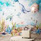 Extra large nursery wallpaper, self adhesive kids wall mural wirh underwater world, peel and stick wallpaper, accentual wallpaper for child bedroom