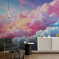 Extra large clouds wallpaper, self adhesive celestial wall mural, colorful abstract peel and stick wallpaper mural, wallpaper with colorful sky image, removable wallpaper