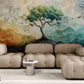 Tree of life wallpaper, botanical peel and stick wall mural, self adhesive wallpaper with large tree image, removable wallpaper mural, colorful nature wall mural, accent wallpaper