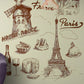 Kitchen wallpaper, peel and stick wall mural with Paris motifs, self adhesive wallpaper with France food image, accent wall mural for dining room, removable wallpaper mural