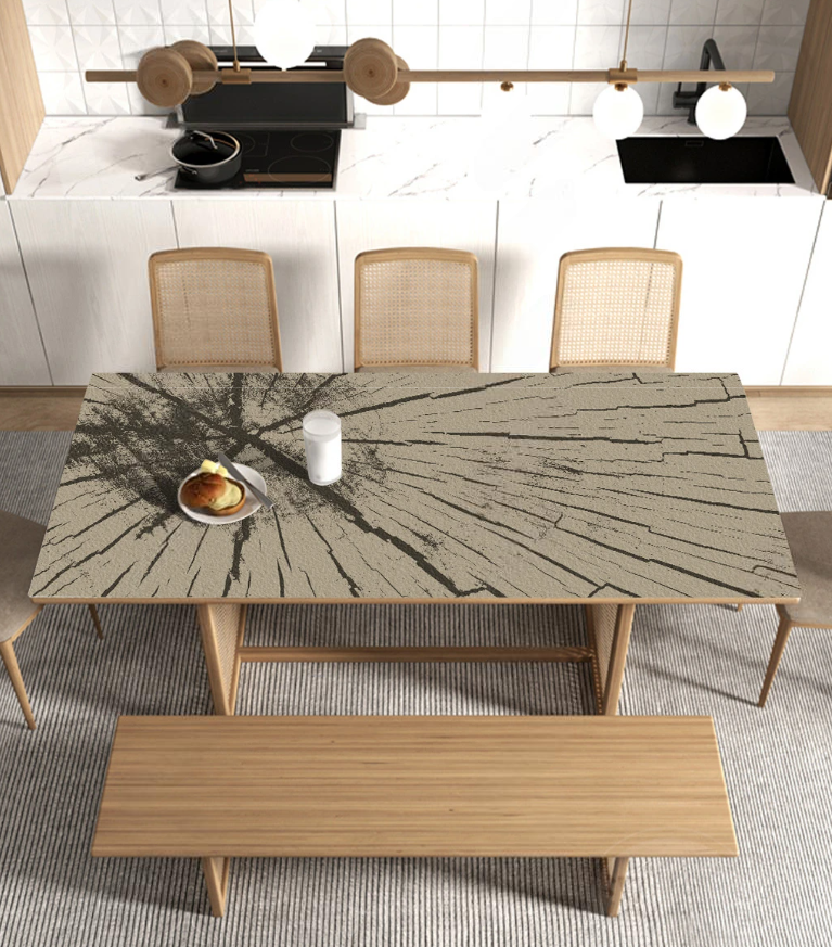 Stilvolle Tischdecke mit Lederstruktur, Tischdecke unter dem Leder „Scheunenholz“