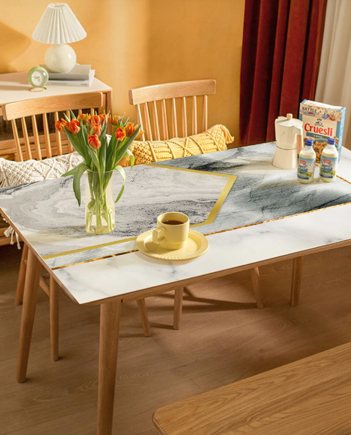 Stilvolle Tischdecke in Lederoptik, Tischauflage in Lederoptik "Marble Composition"