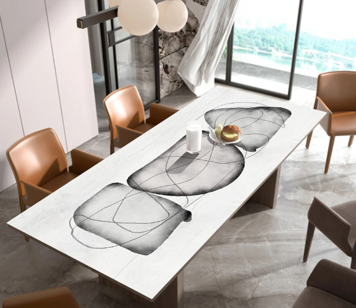 PVC-Tischdecke für Esstisch, Tischfolie in verschiedenen Größen "Karesansui Abstract"