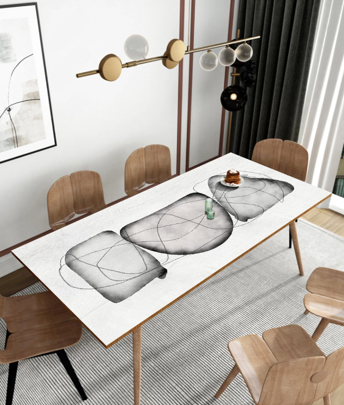 PVC-Tischdecke für Esstisch, Tischfolie in verschiedenen Größen "Karesansui Abstract"