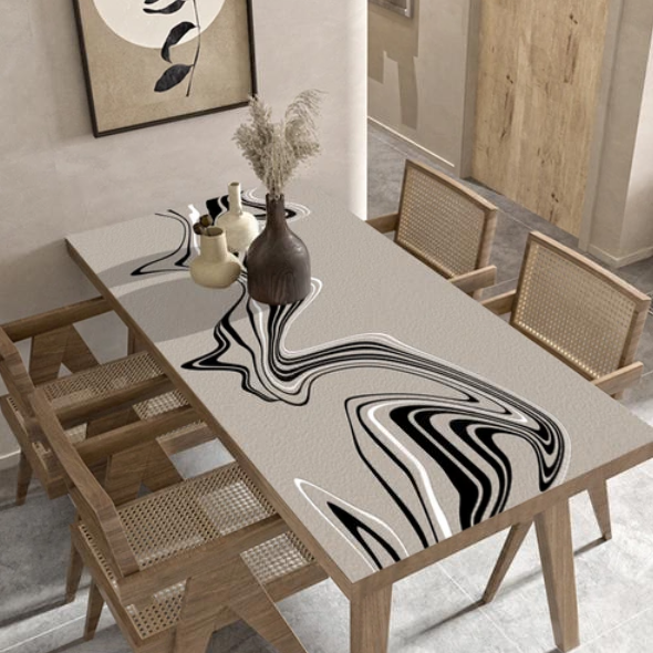 Wasserfeste PVC-Tischdecke für die Küche, Küchenauflage mit Lederstruktur „Paint Stains“