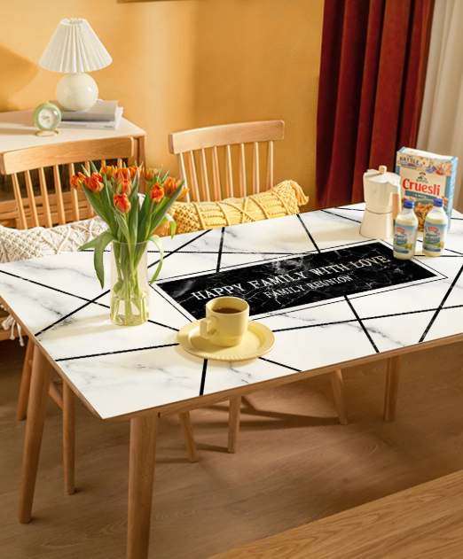 Tischdecke mit Muster für den Küchentisch, Tischauflage für die Küche „Happy Family“