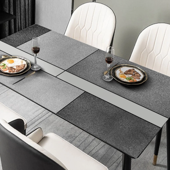 Tischdecke für den Essbereich im modernen Stil, wasserdichte Tischfolie „Grey Blocks“