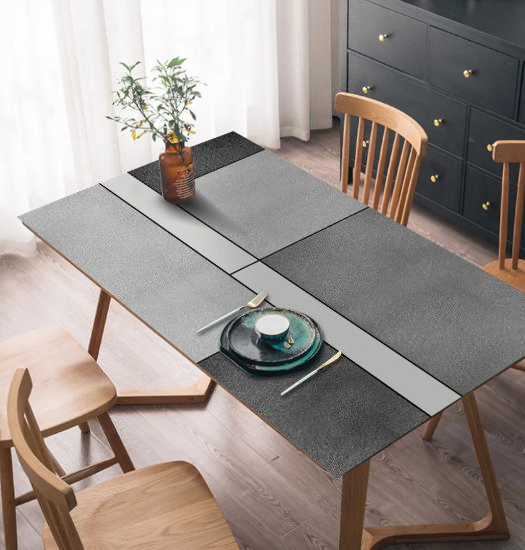 Tischdecke für den Essbereich im modernen Stil, wasserdichte Tischfolie „Grey Blocks“